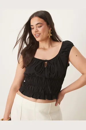 ASOS ASOS DESIGN Curve milkmaid short sleeve top in