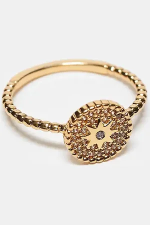 ASOS 14k plated ring with cubic zirconia crystal design