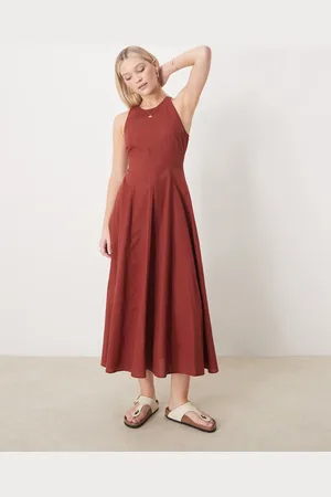 ASOS Seamed midi dress in burgundy