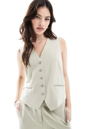 French Connection Angie waistcoat co-ord in pistachio