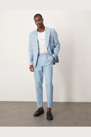 ASOS Linen blend tapered suit chino trousers in light - LBLUE