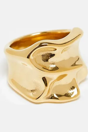 ASOS Waterproof stainless steel wide band ring in molten design in tone