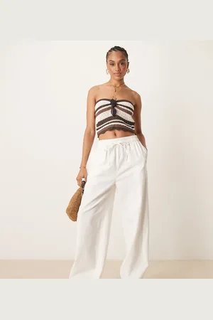 ASOS Tall linen look pull on trouser in off
