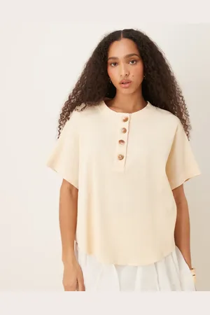ASOS Heavy waffle short sleeve henley top in