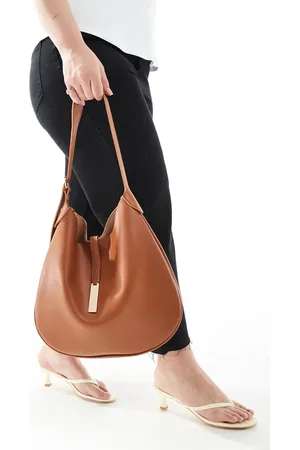 Glamorous Slouchy shoulder bag with clasp detail in tan