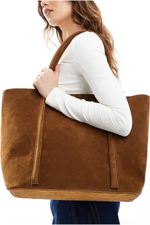 Glamorous Large faux suede tote bag in tan