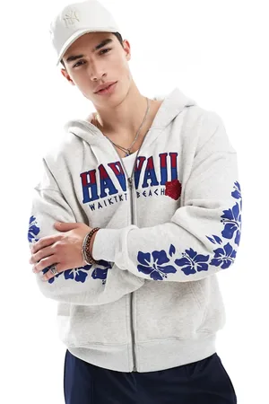 Hollister Baggy motif detail zip through hoodie in