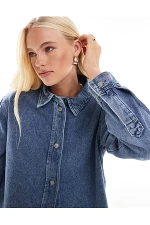 ONLY Oversized denim shirt in light wash