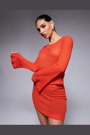 ASOS Co-ord knit long sleeve top with tie back detail in