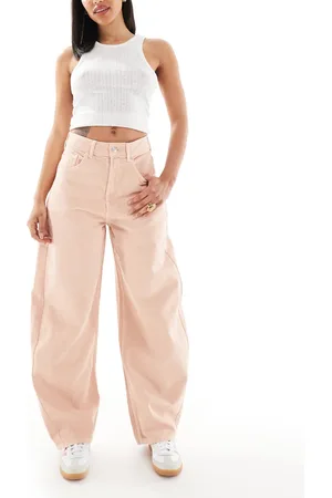 ASOS High waisted barrel leg jean in peach