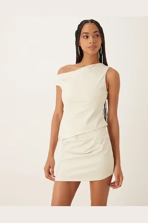 ASOS Co-ord twist off shoulder top in buttermilk