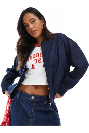 ASOS Oversized denim bomber jacket in indigo
