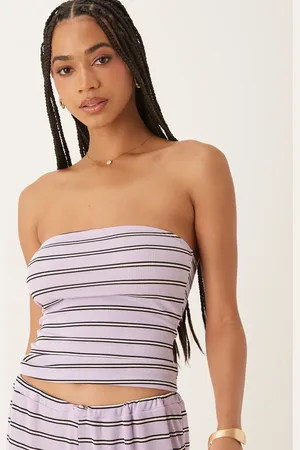 ASOS Longline bandeau co-ord in lilac stripe