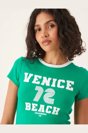 Gina Tricot Short sleeve slim fit venice beach print tee in