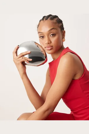 My Accessories Chrome pebble clutch bag in