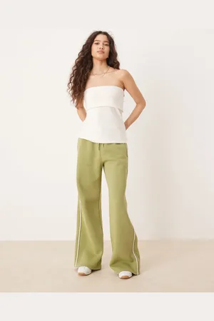 Abercrombie & Fitch Mid rise wide leg jogger in sage