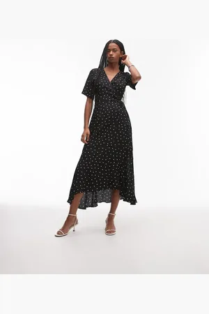 & OTHER STORIES Midaxi wrap dress in and white spot print