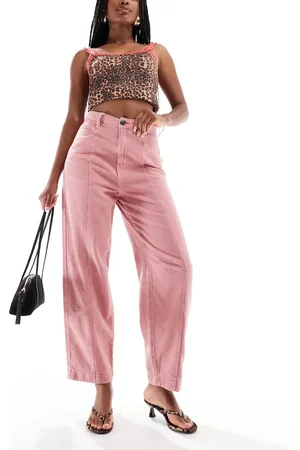 ASOS Seamed barrel trousers in rose