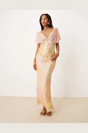 Never Fully Dressed Metallic boho maxi dress in pastel ombre