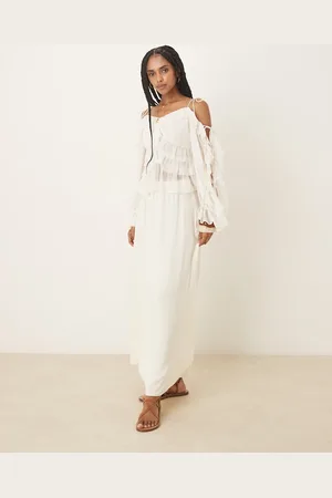ASOS Linen look a-line maxi skirt in ivory