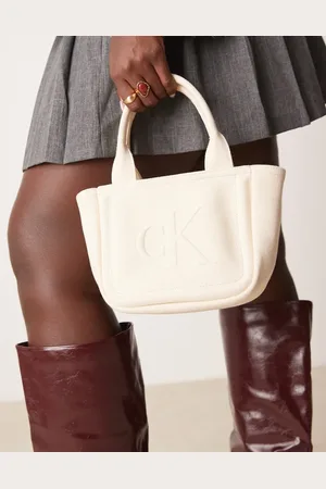 Calvin Klein Canvas mini tote bag in off