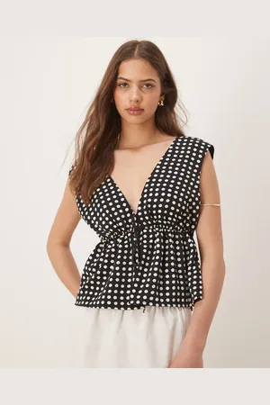 Abercrombie & Fitch Open tie front top in polka dot