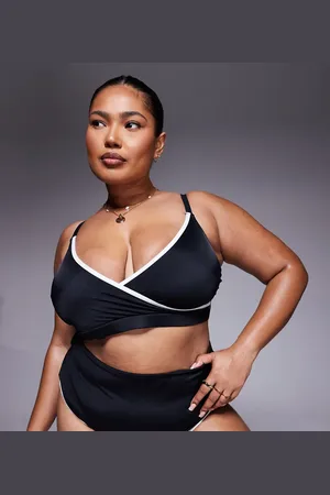ASOS ASOS DESIGN Curve contrast binding high leg high waist bikini bottom in