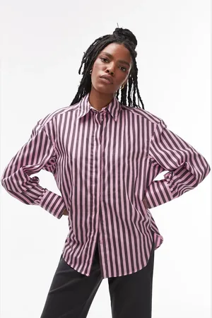Topshop Poplin shirt in purple & stripe