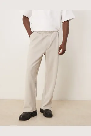 ASOS Wide leg scuba smart joggers in beige co ord
