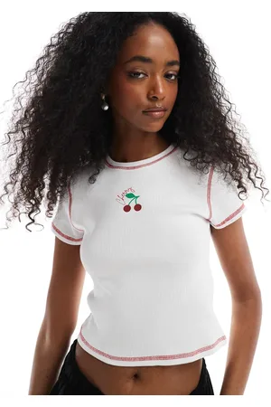 Pieces® Ribbed baby t-shirt with cherry motif in