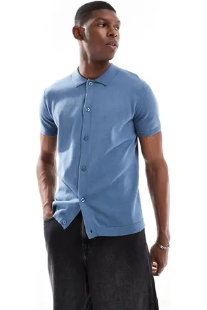 New Look Knitted button down short sleeved shirt in