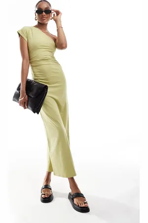 ASOS ASOS DESIGN Tall one shoulder ruched side midaxi dress in green