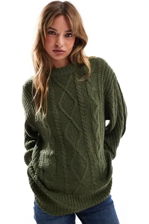 Brave Soul Oversized cable knit jumper in dark