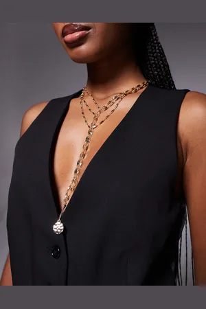 ASOS Multi layer lariat necklace with celestial detail in tone