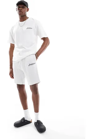JACK & JONES Script logo t-shirt & short lounge set in white &
