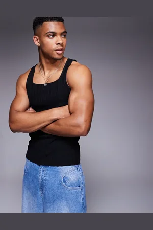 ASOS Muscle fit rib with high square neck in