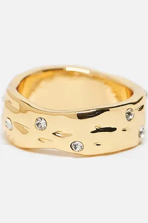 ASOS 14k plated molten ring with crystal details