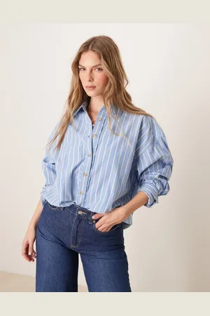 Free People Striped varsity oversized shirt in