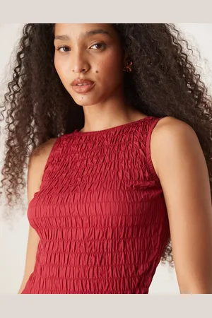 Glamorous Shirred ruffle top in deep co-ord