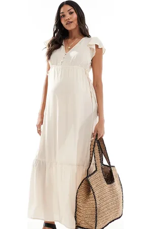 Mama;licious Mamalicious Maternity maxi dress in oatmeal