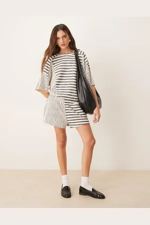 ASOS Short co-ord in textured mixed stripe