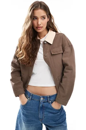 ASOS Denim contrast colour barn jacket in