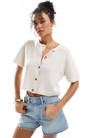 Brave Soul Short sleeve cardigan in off
