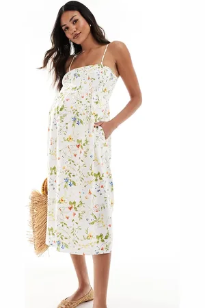 VERO MODA Easy shirred cami ankle dress in floral