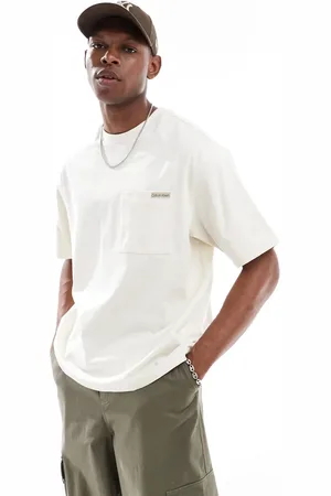 Calvin Klein Heavy jersey relaxed pocket t-shirt in off