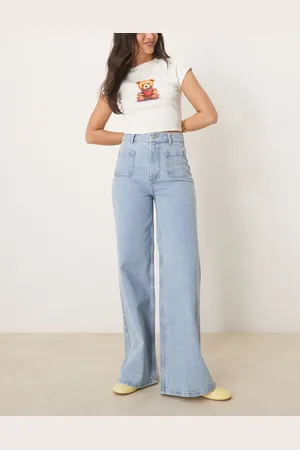 ASOS Clean wide leg jeans with front pockets in light