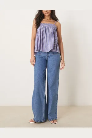 ASOS Clean wide leg jeans with front pockets in mid