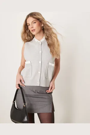 Neon Rose Sleeveless trim detail compact cardigan in