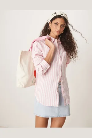 GANT Relaxed fit logo linen striped shirt in