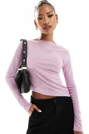 ASOS Sheer long sleeve top with asymmetric hem in